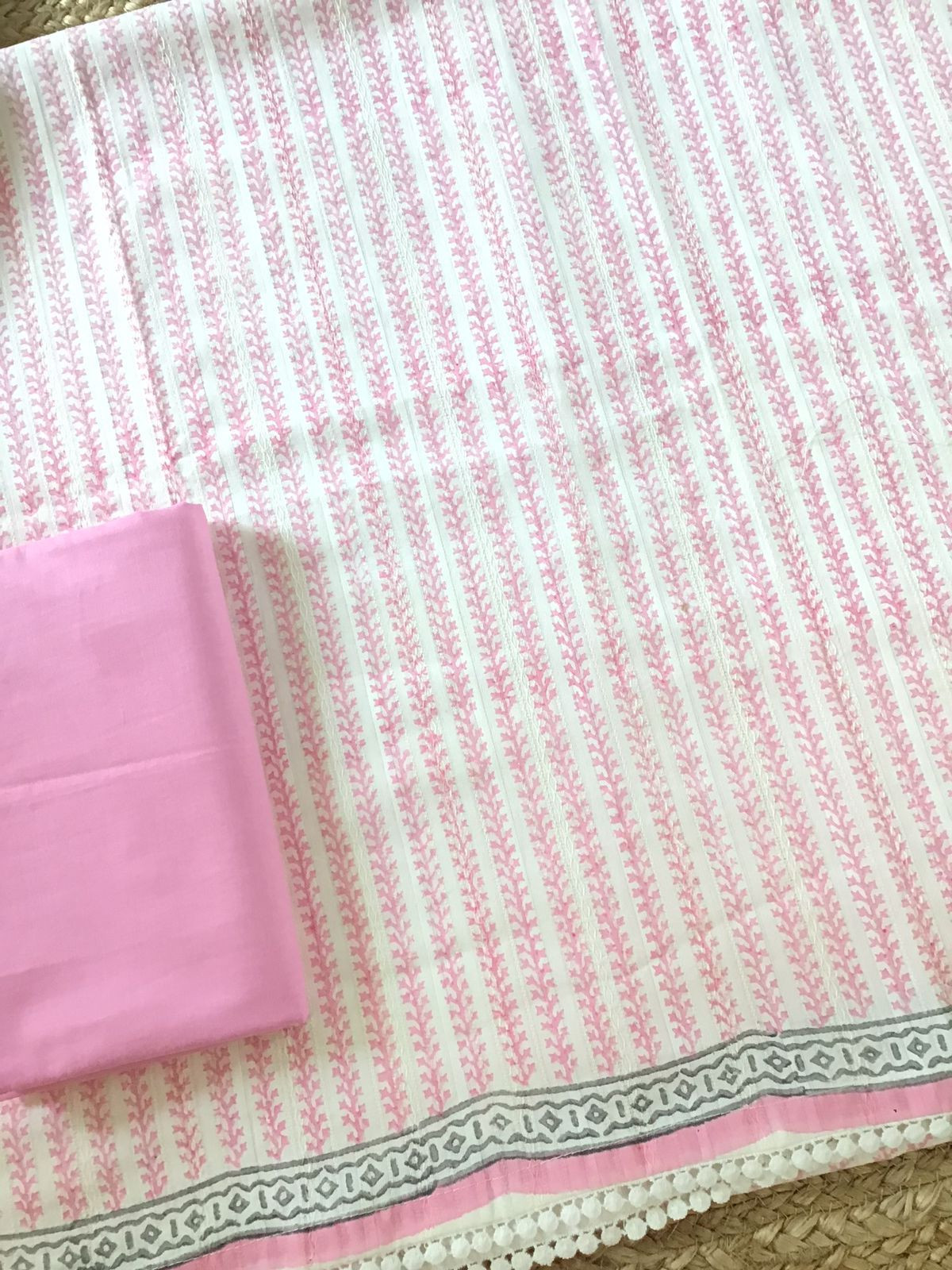 Pure Cotton Printed Self Weaved Suit - Pink