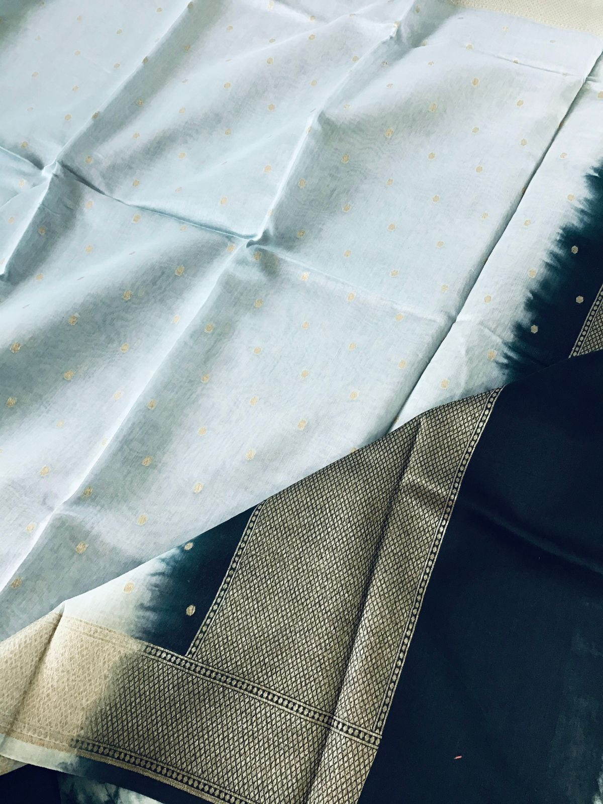 Pure Chanderi Printed Banarasi Weaved Suit - Grey