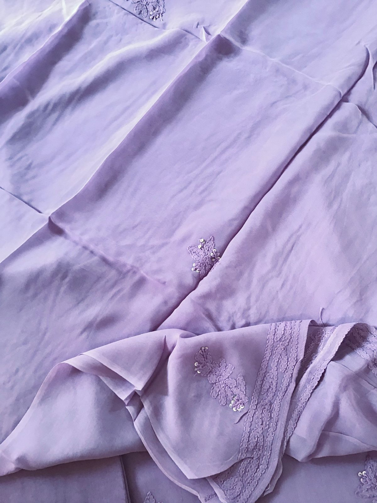 Pure Georgette Embroidered Suit - Lavender