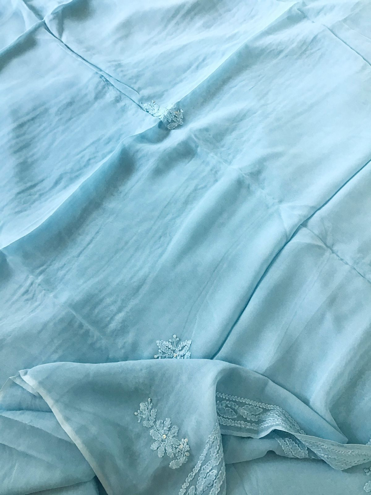 Pure Georgette Embroidered Suit - Blue