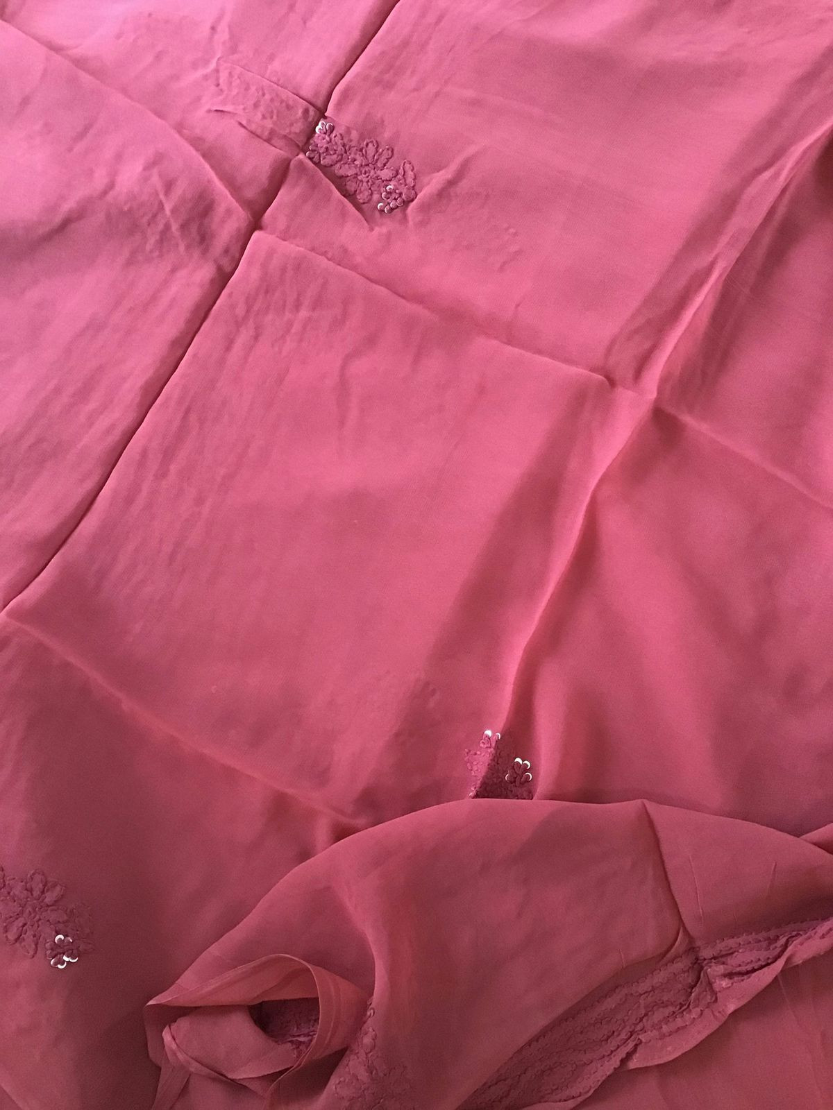 Pure Georgette Embroidered Suit - Light Maroon