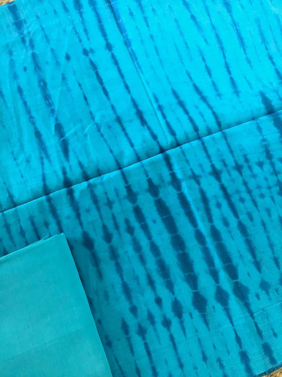 Pure Chanderi Printed Banarasi Weaved Suit - Blue