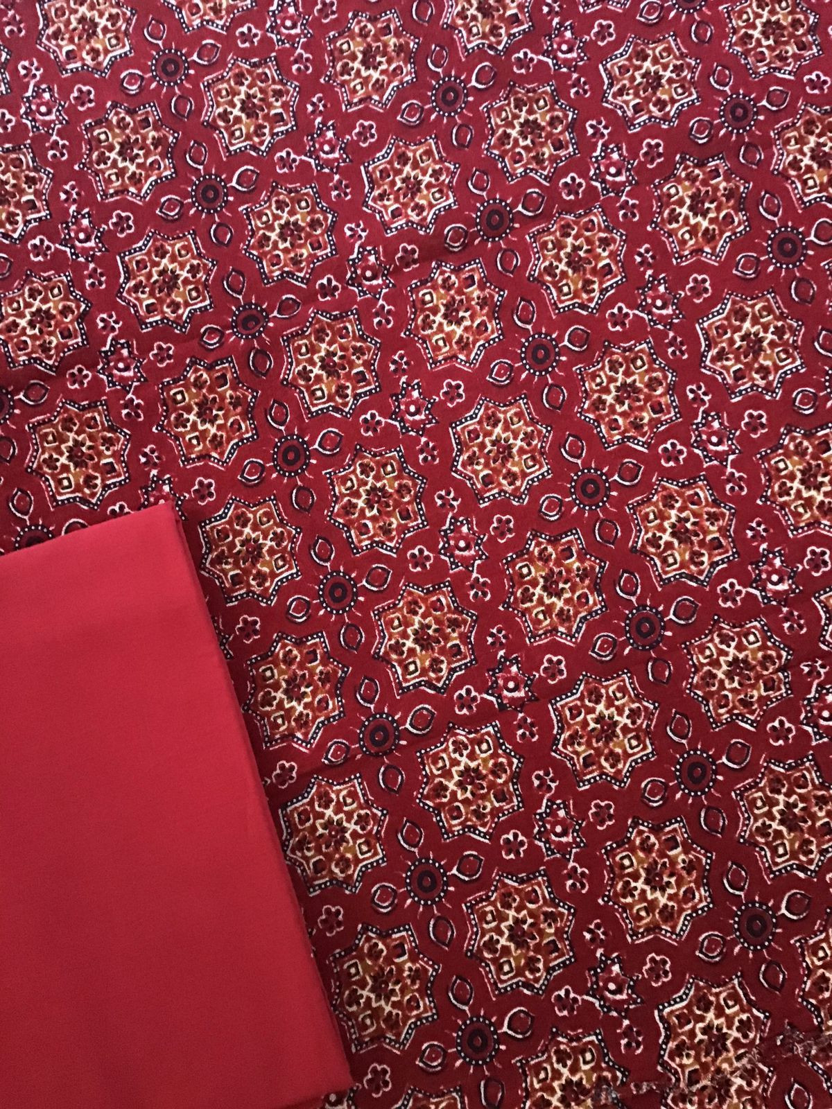 Pure Linen Jute Cotton Printed Suit - Maroon