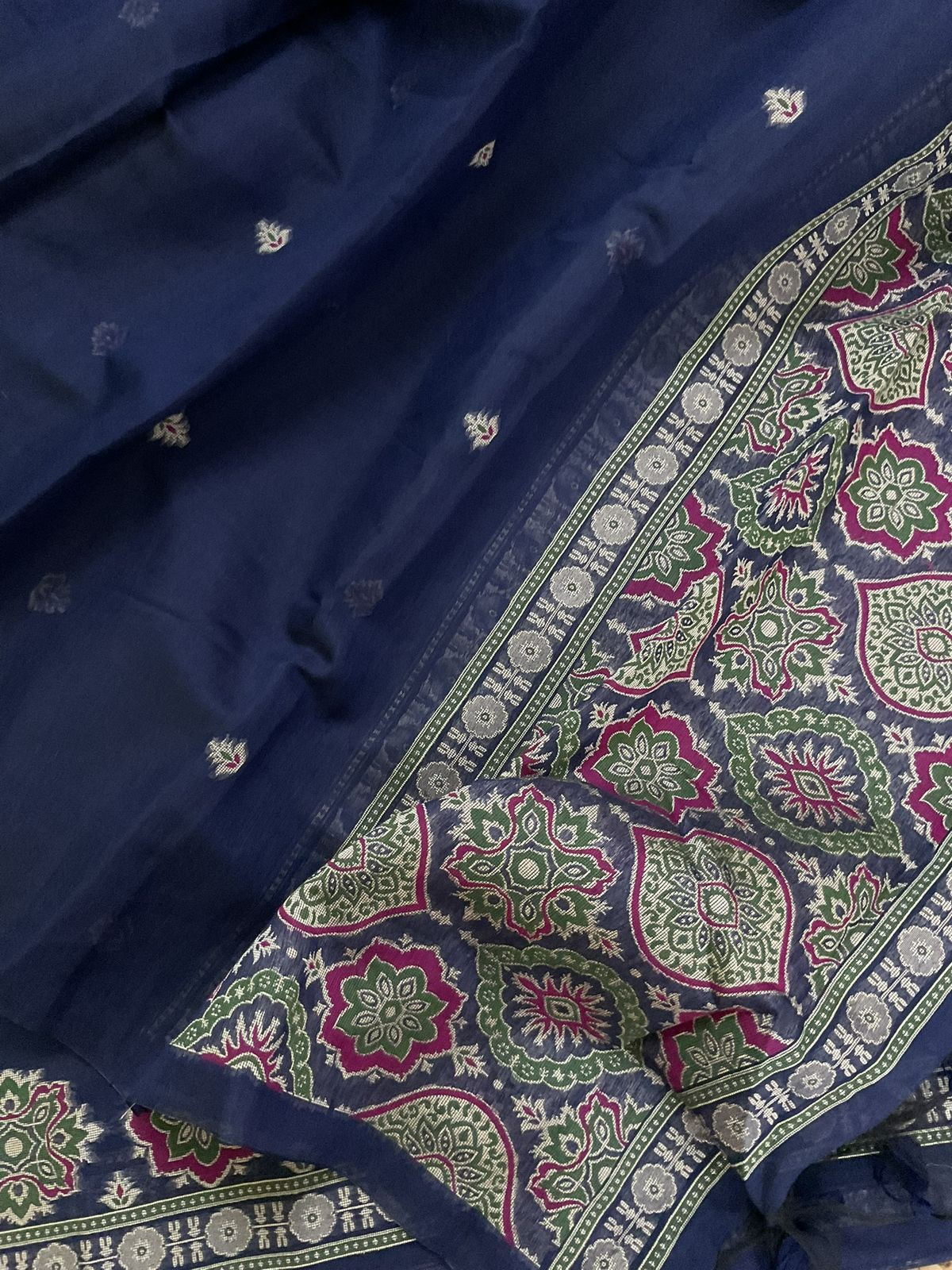 Soft Kora Chanderi Jamdani Weaved Suit - Blue