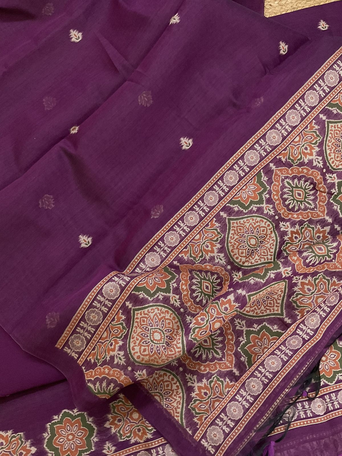 Soft Kora Chanderi Jamdani Weaved Suit - Wine