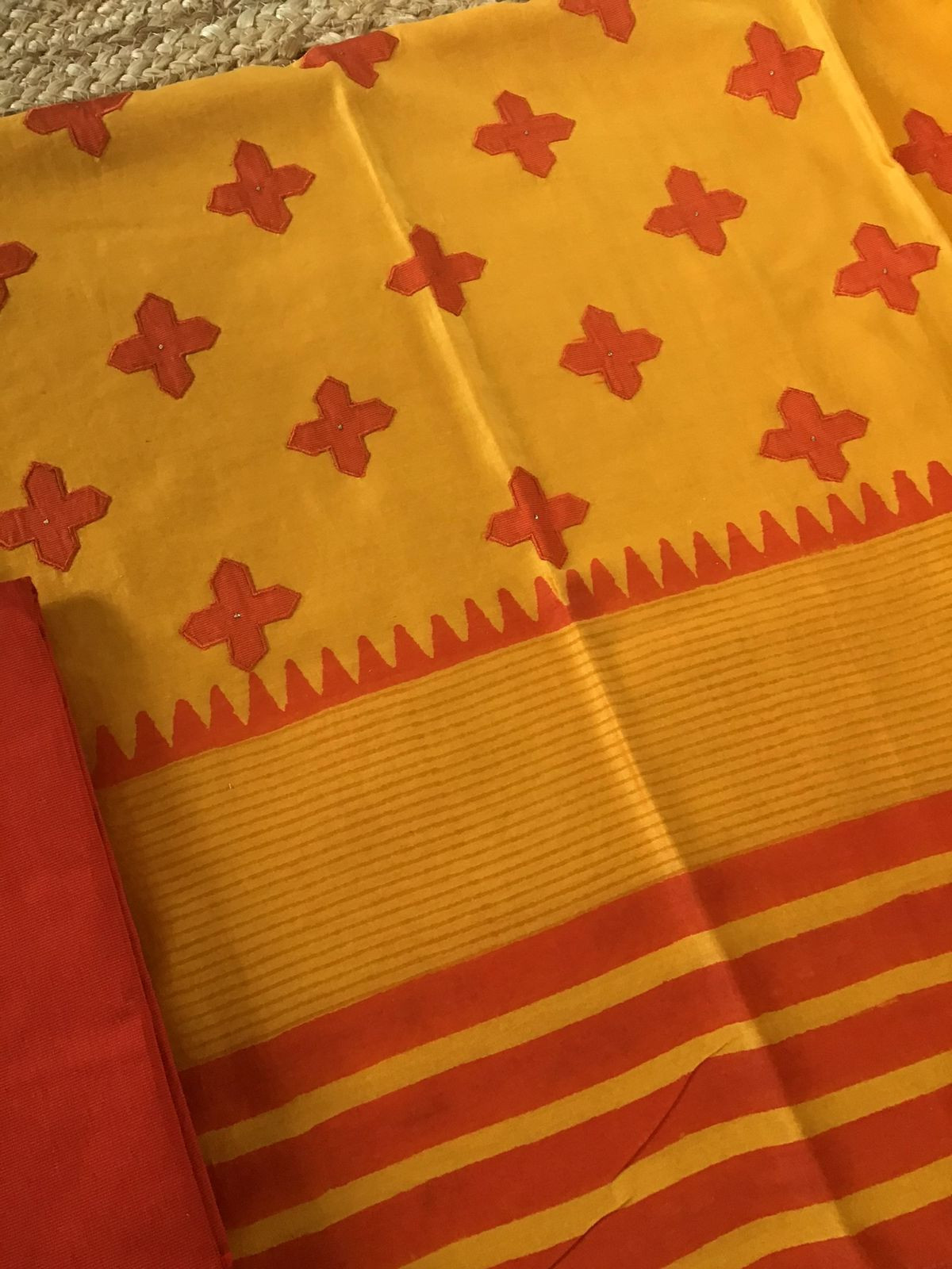 Pure Chanderi Printed Embroidered Suit - Yellow