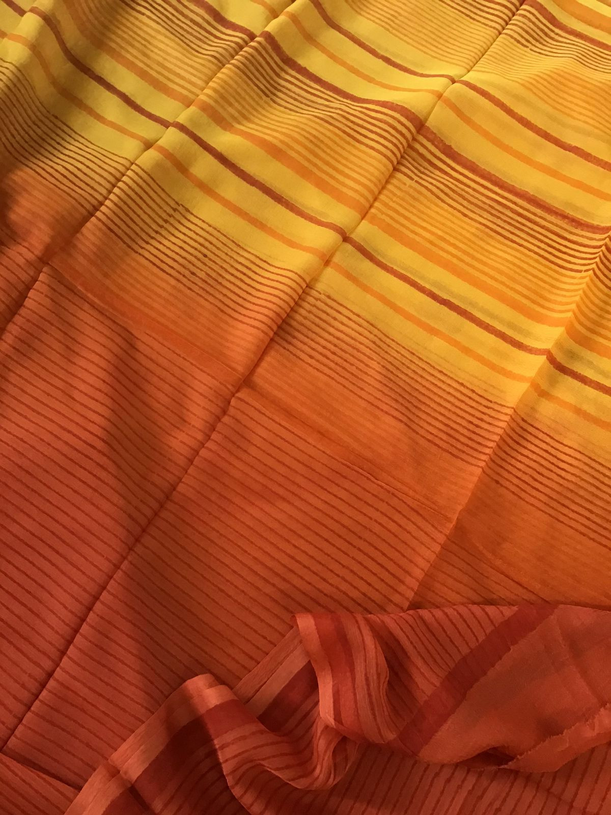 Pure Chanderi Printed Embroidered Suit - Yellow