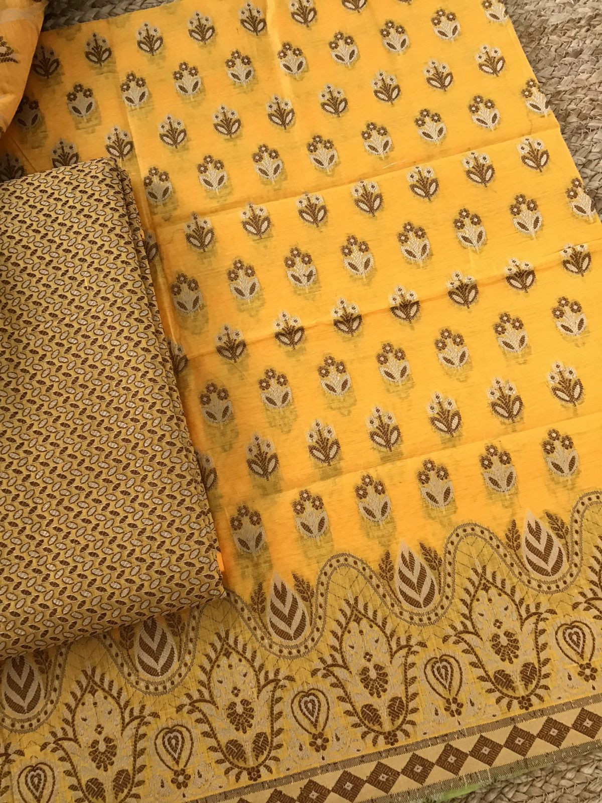 Soft Chanderi Banarasi Weaved Suit - Yellow