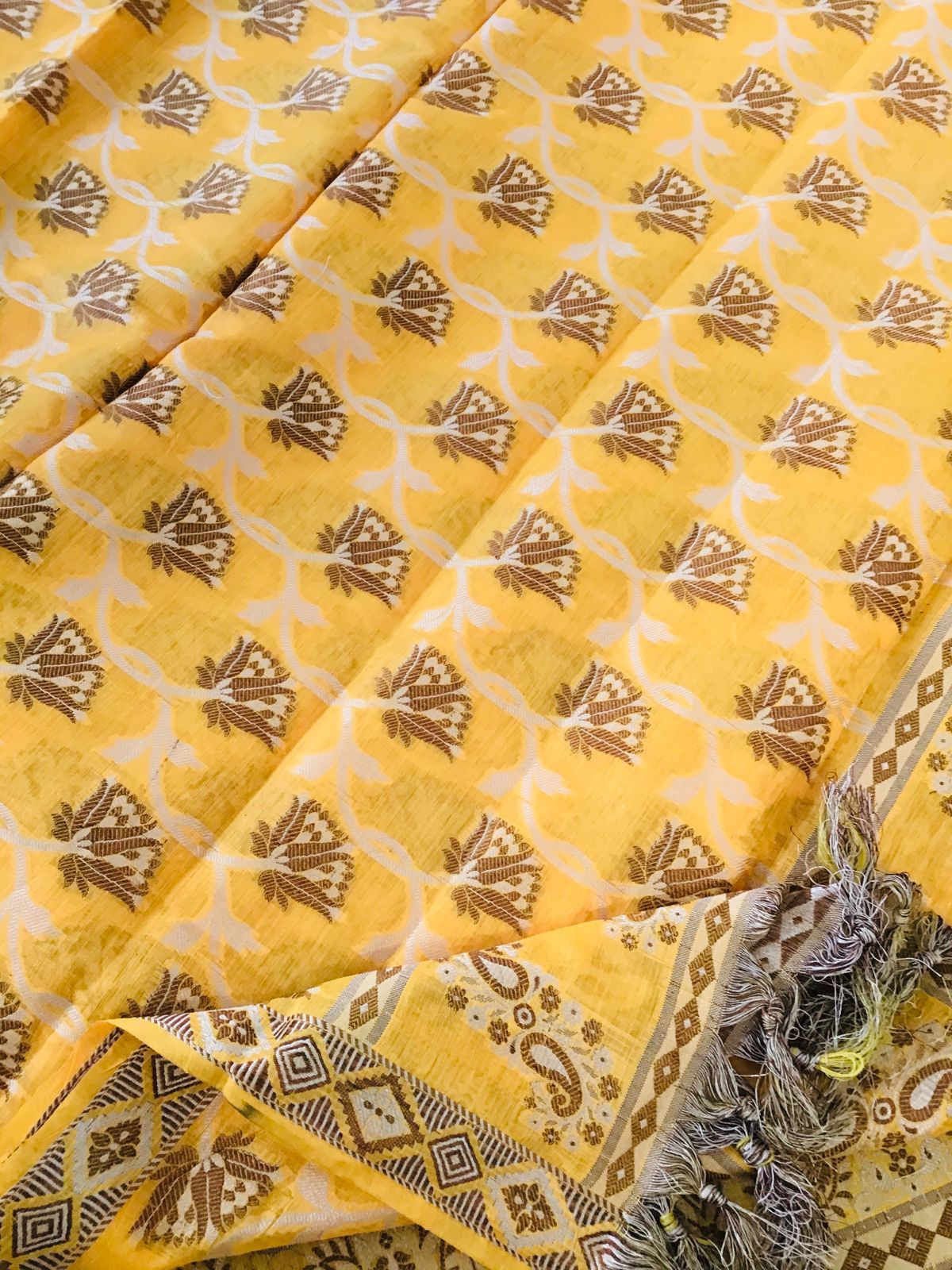 Soft Chanderi Banarasi Weaved Suit - Yellow