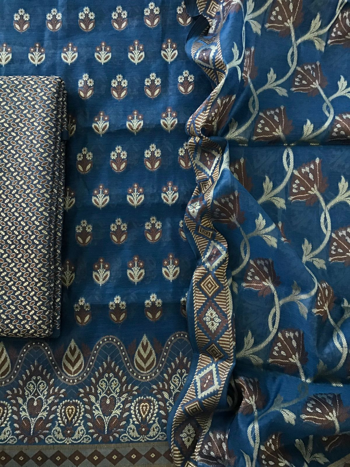 Soft Chanderi Banarasi Weaved Suit - Blue