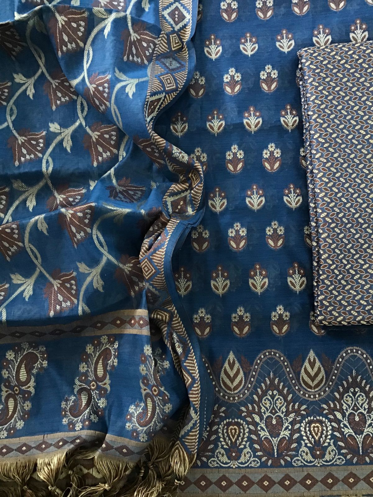 Soft Chanderi Banarasi Weaved Suit - Blue