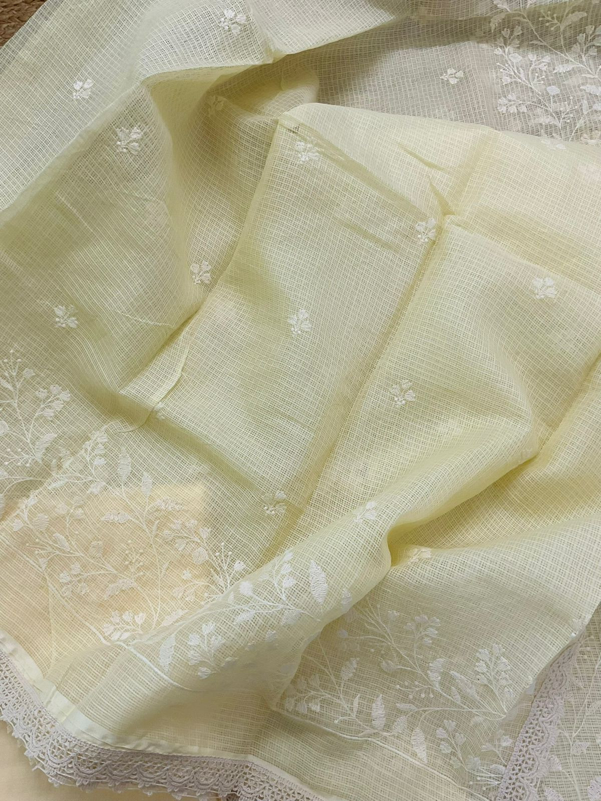 Soft Kota Silk Embroidered Suit - Yellow