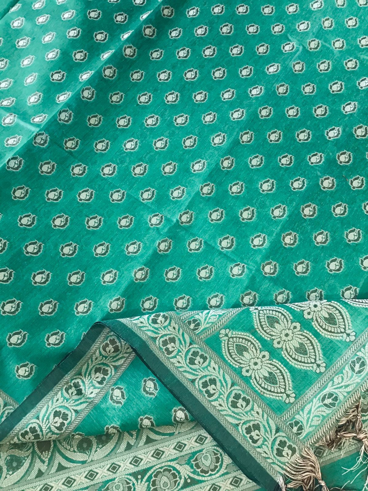 Soft Chanderi Banarasi Weaved Suit - Green