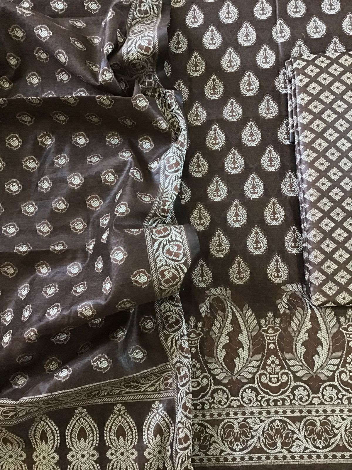 Soft Chanderi Banarasi Weaved Suit - Brown