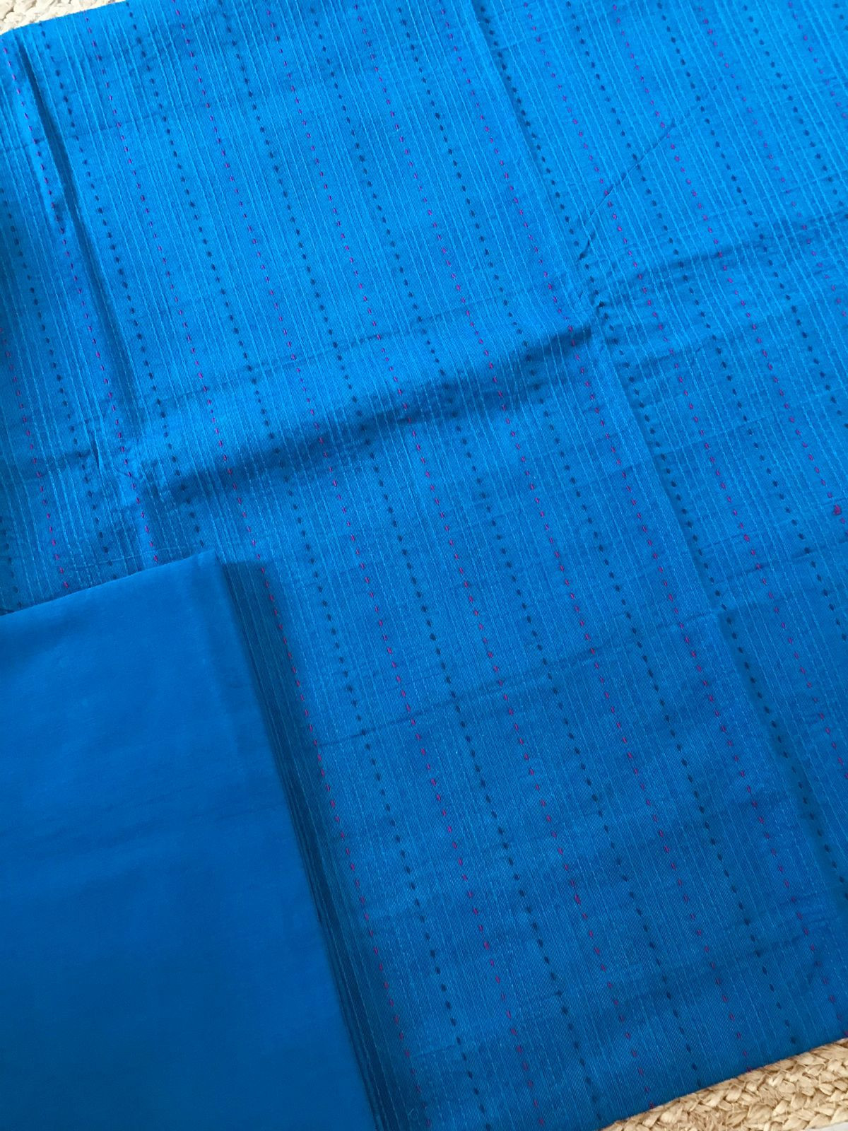 Pure Mangalgiri Cotton Printed Embroidered Suit - Blue