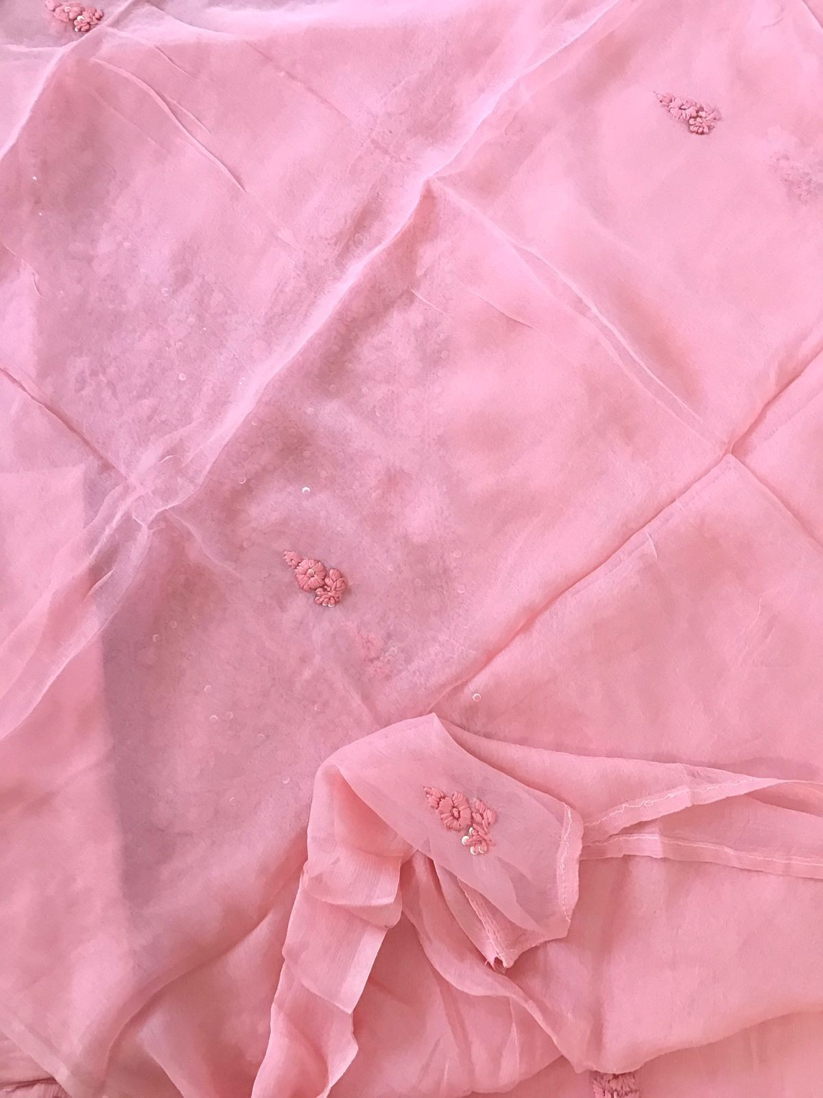 Pure Chinnon Silk Embroidered Suit - Pink