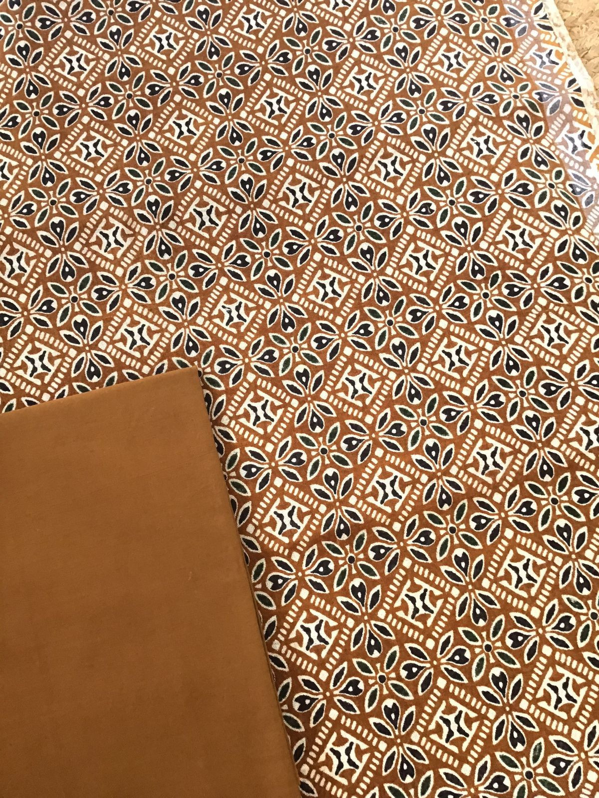 Pure Linen Jute Cotton Printed Suit - Brown