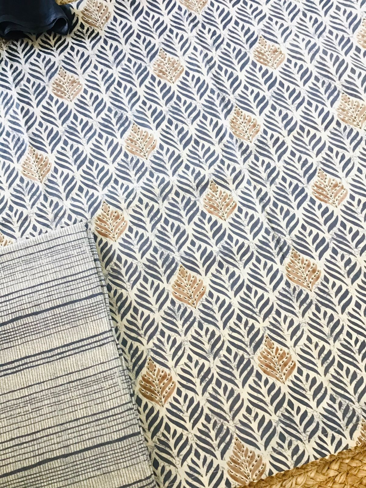 Pure Cotton Printed Suit - Grey