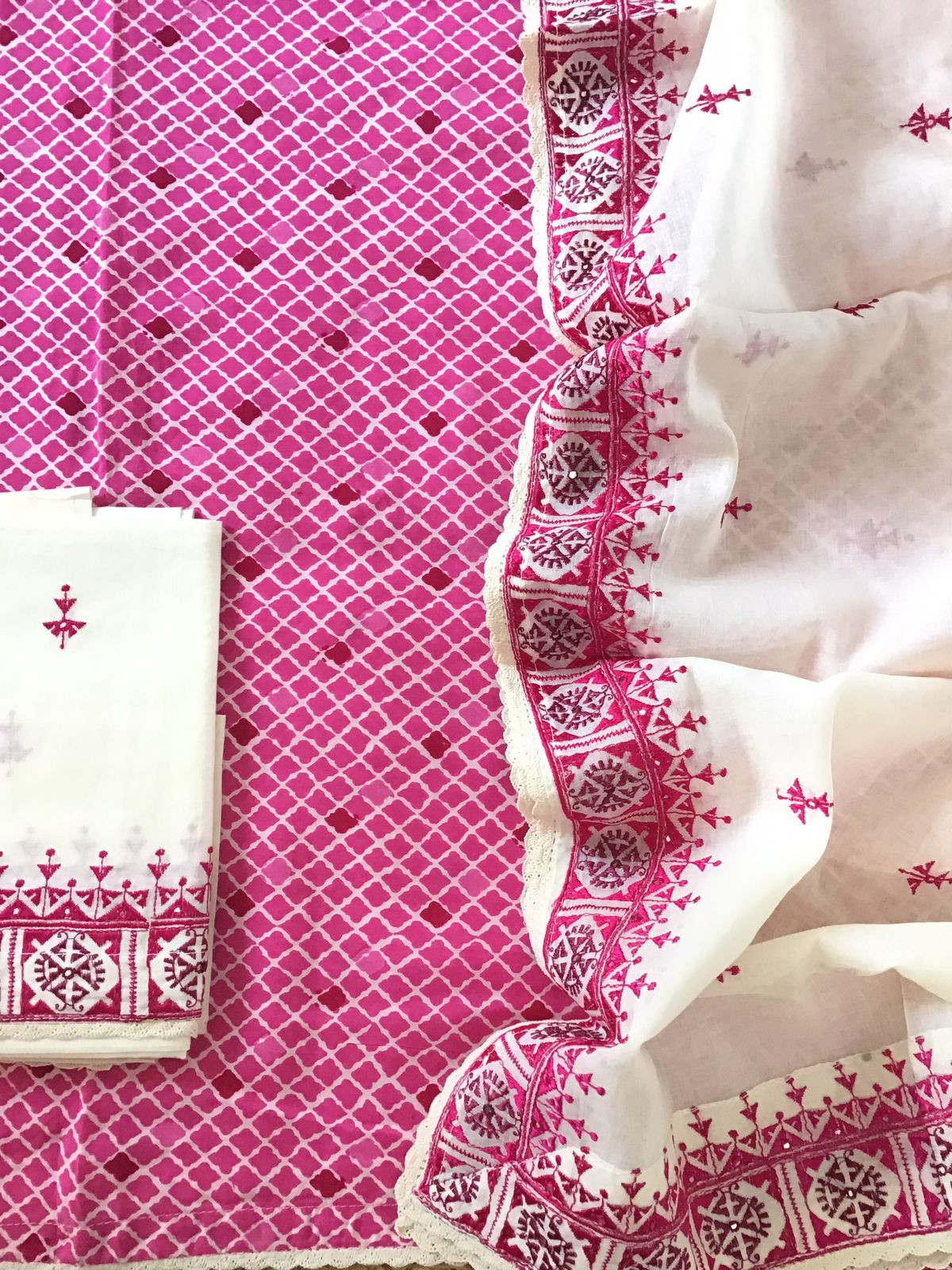 Pure Muslin Silk Banarasi Weaved Suit - Pink