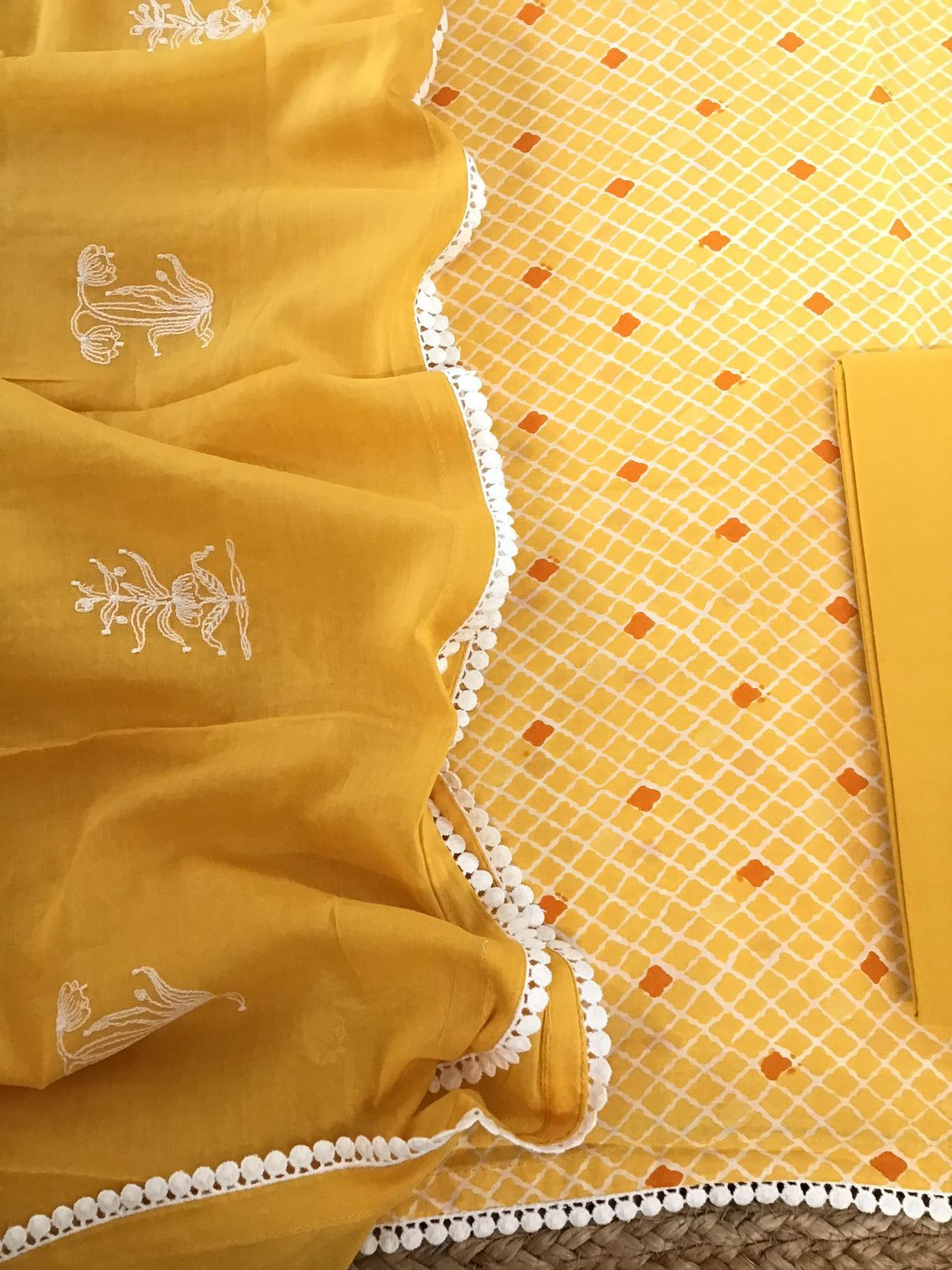 Pure Muslin Silk Banarasi Weaved Suit - Yellow