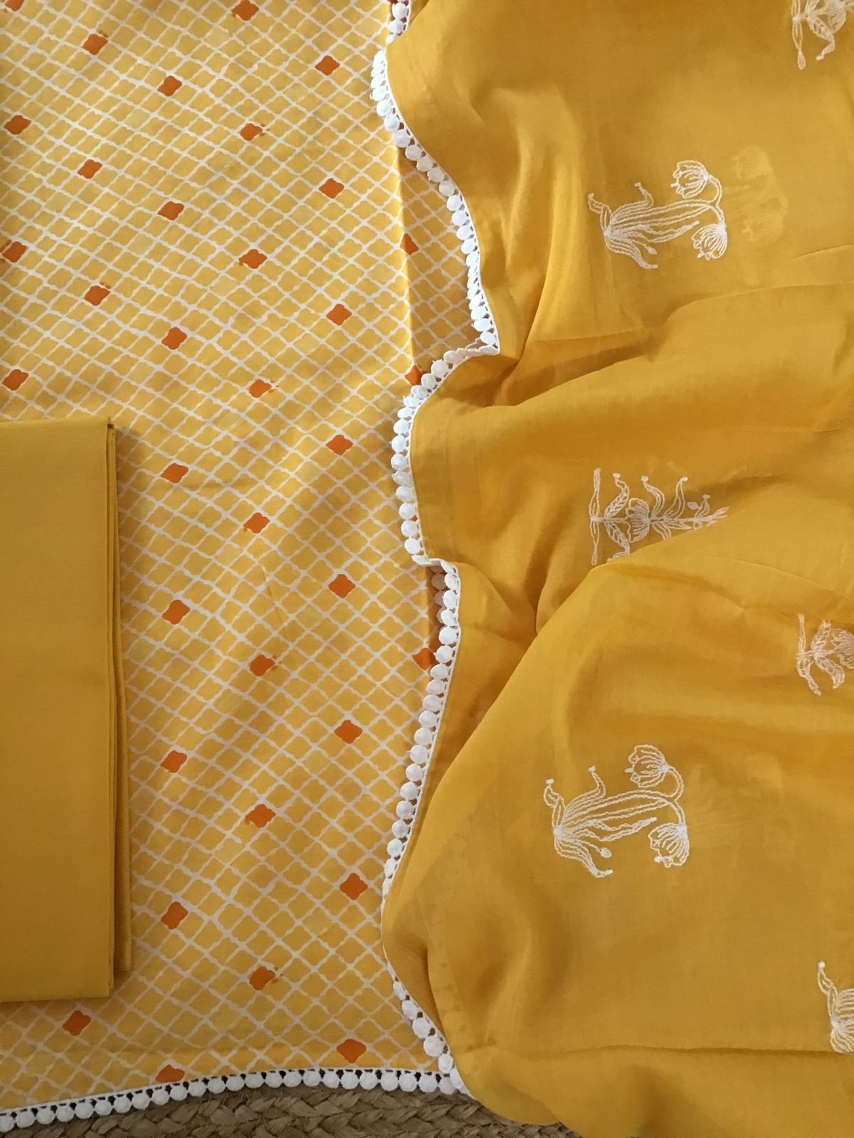Pure Muslin Silk Banarasi Weaved Suit - Yellow