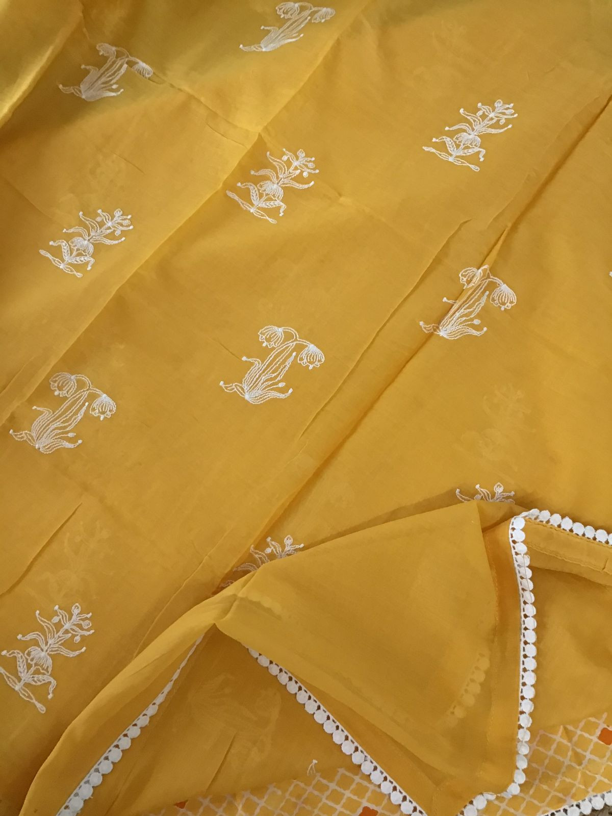 Pure Muslin Silk Banarasi Weaved Suit - Yellow
