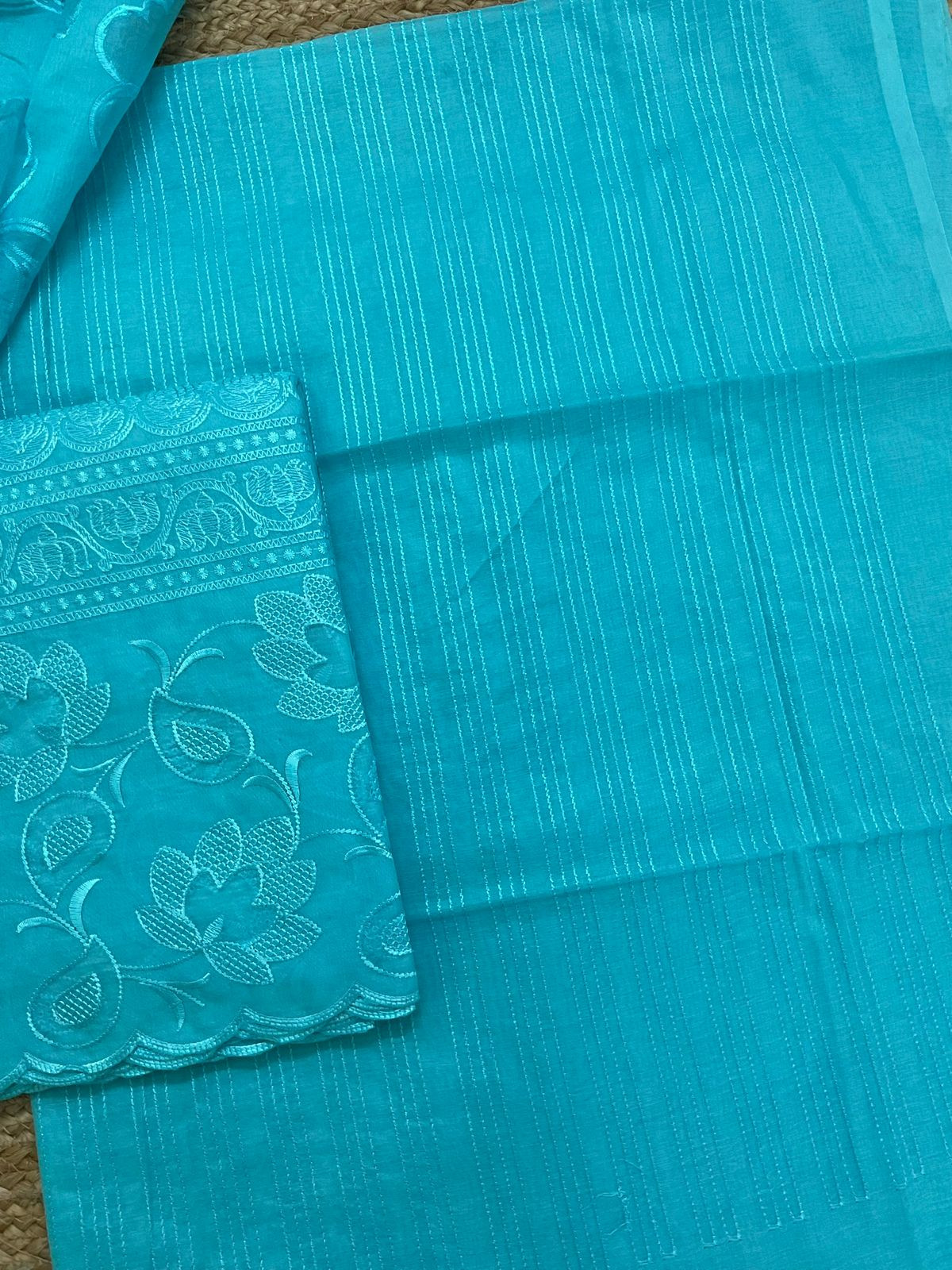 Soft Chanderi Embroidered Suit - Blue