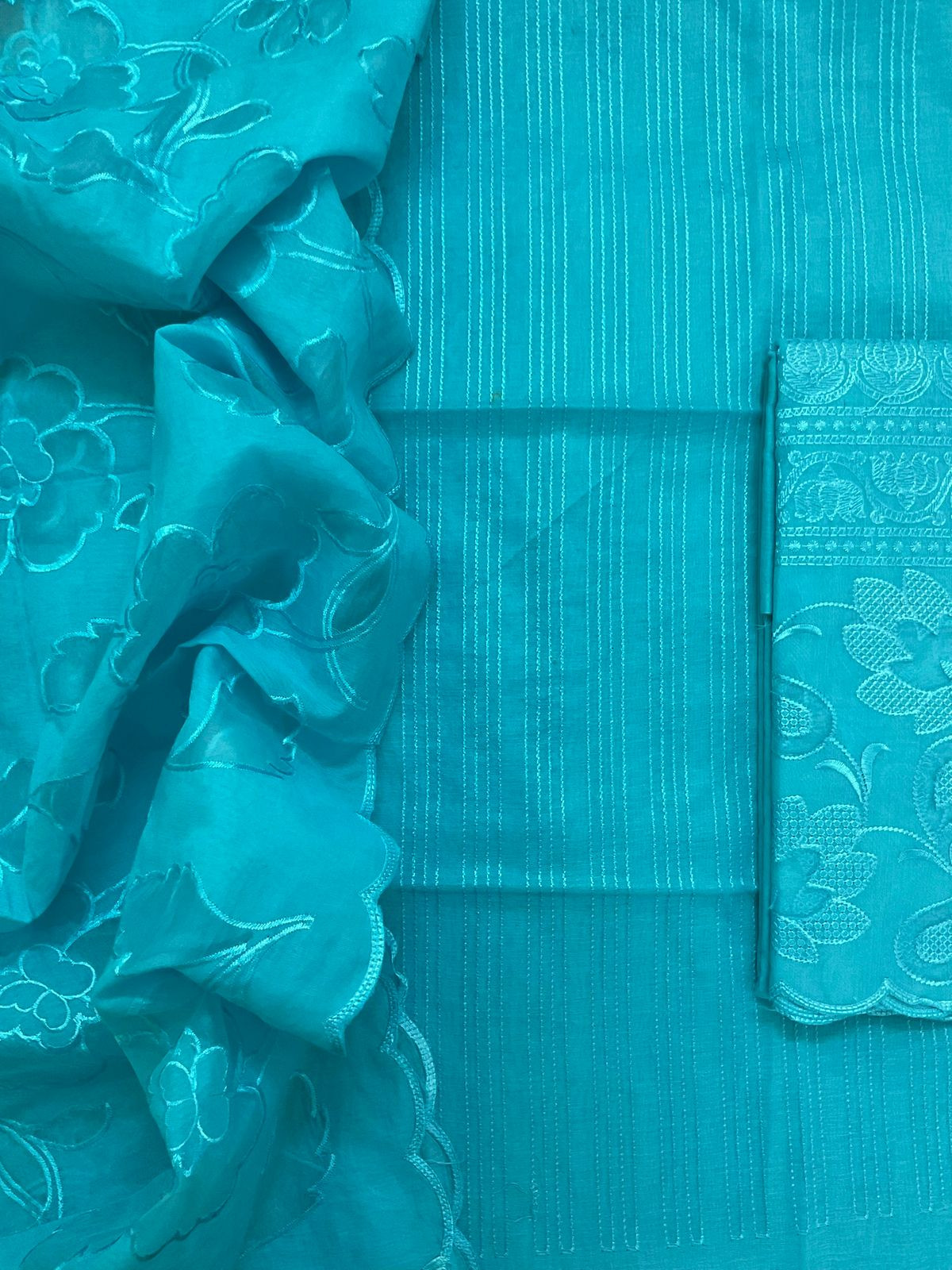 Soft Chanderi Embroidered Suit - Blue