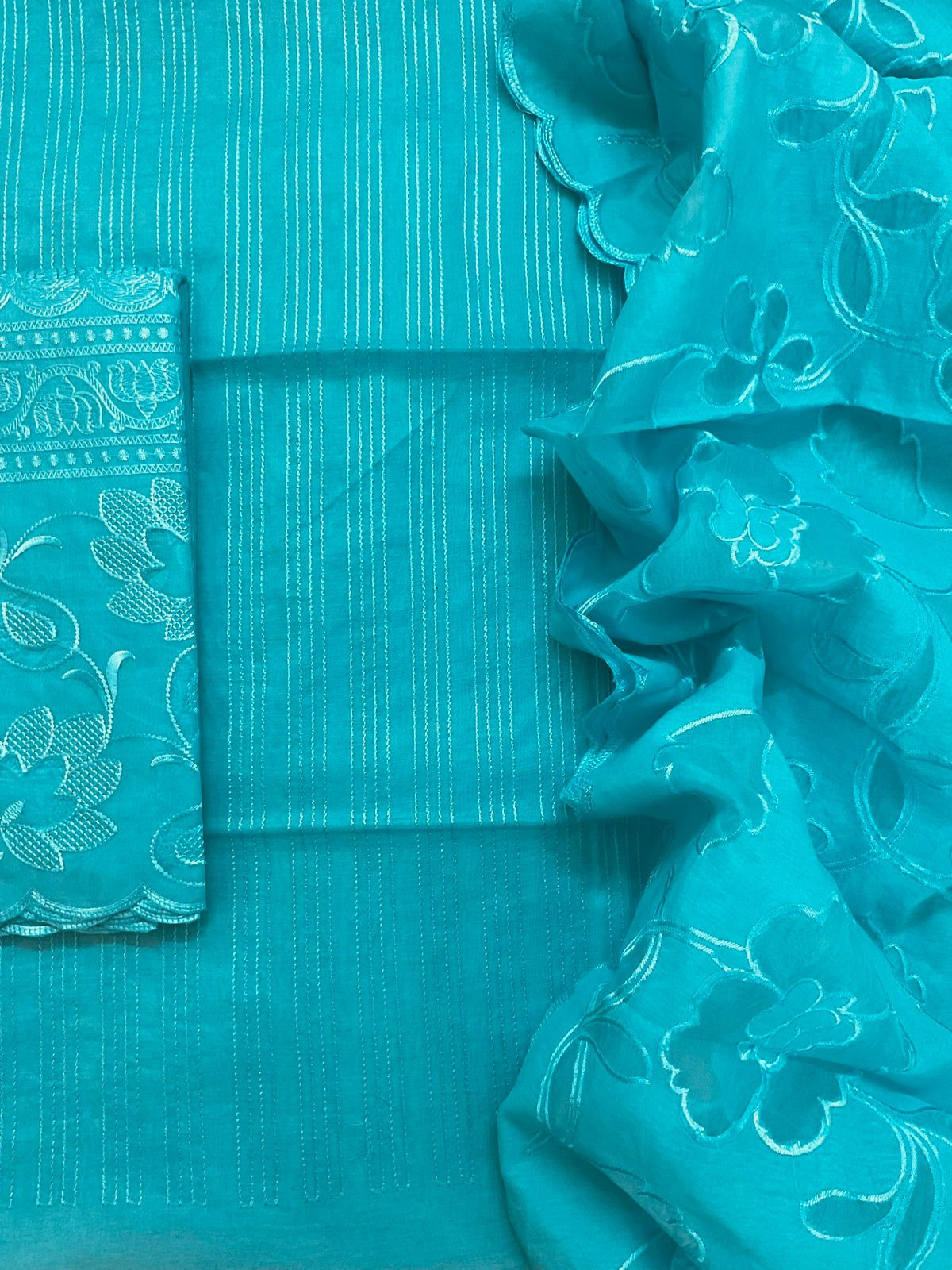 Soft Chanderi Embroidered Suit - Blue