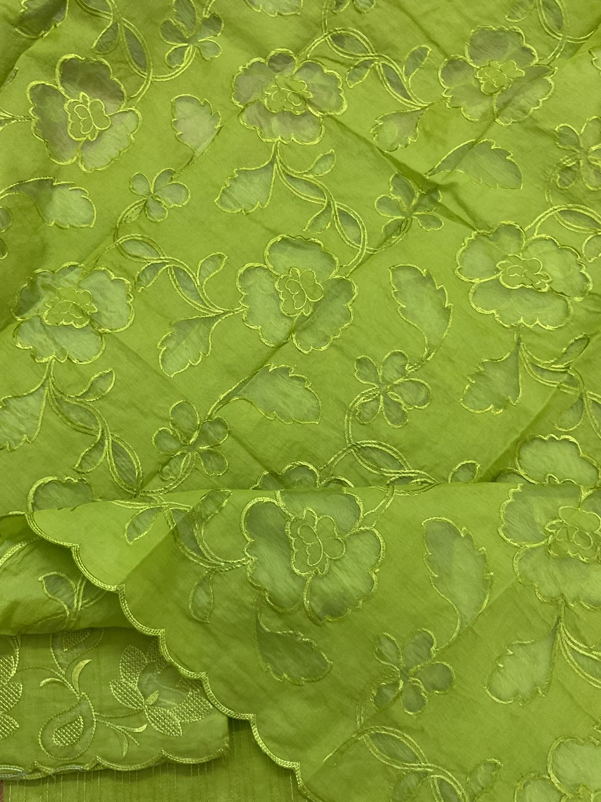 Soft Chanderi Embroidered Suit - Green