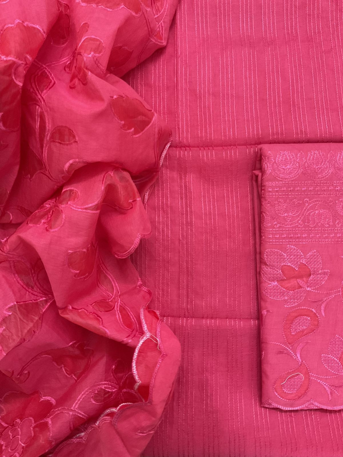 Soft Chanderi Embroidered Suit - Pink