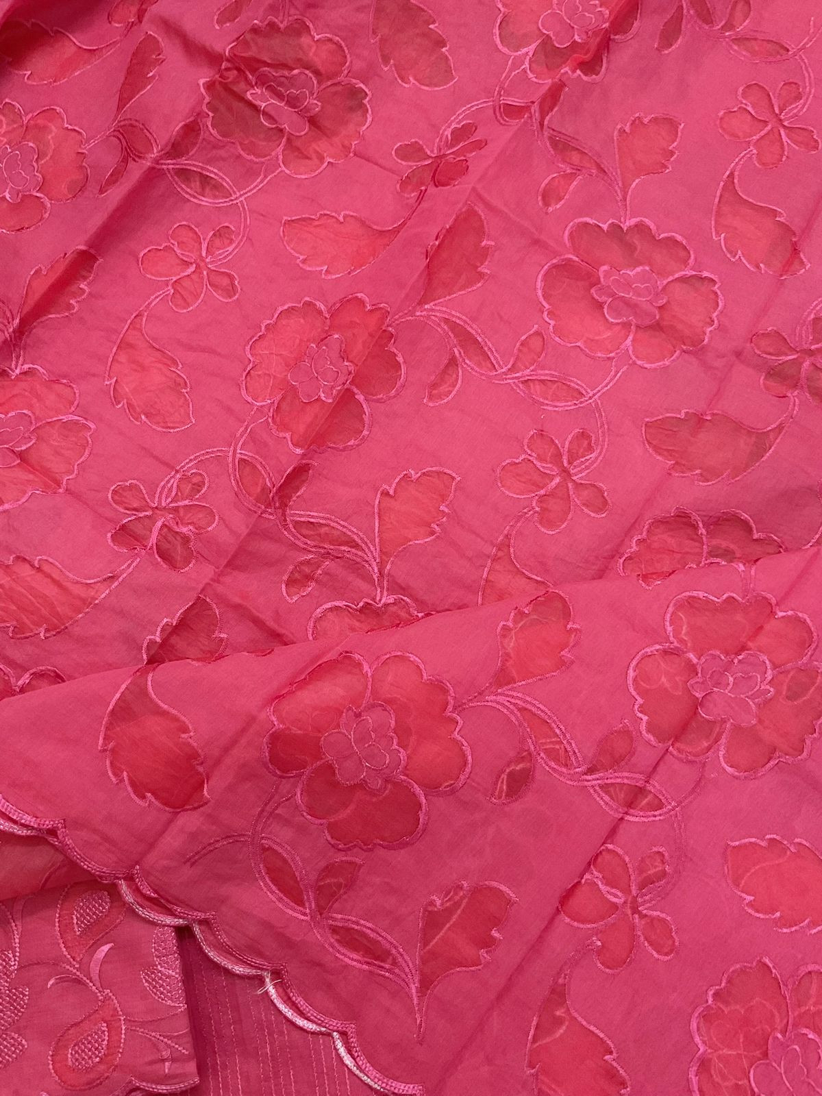 Soft Chanderi Embroidered Suit - Pink