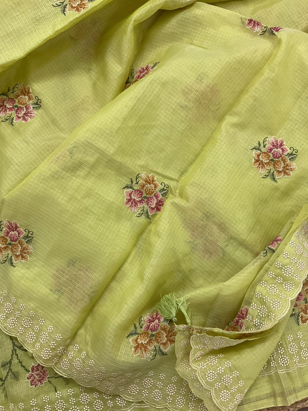 Pure Kota Silk Embroidered Suit - Green