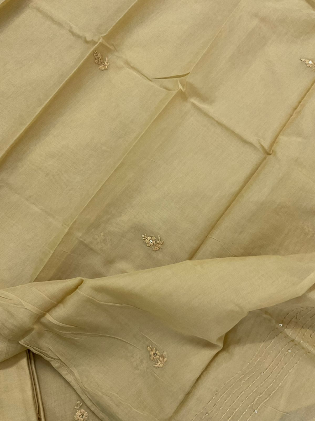 Soft Chanderi Embroidered Suit - Mustard