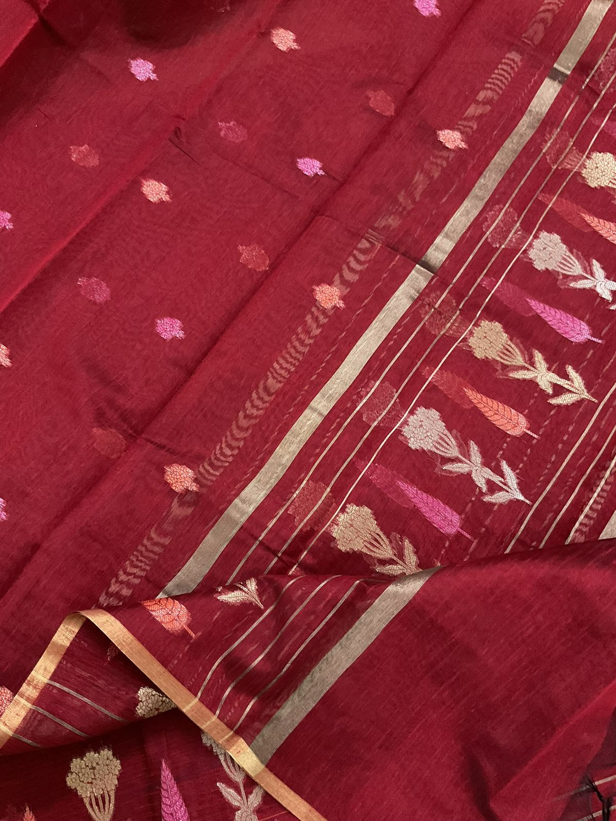 Soft Semi Raw Silk Banarasi Weqved Suit - Maroon