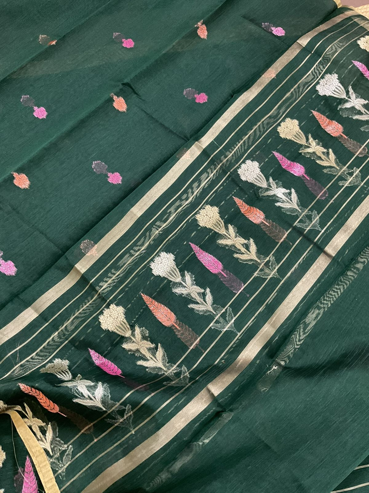 Soft Semi Raw Silk Banarasi Weaved Suit - Green