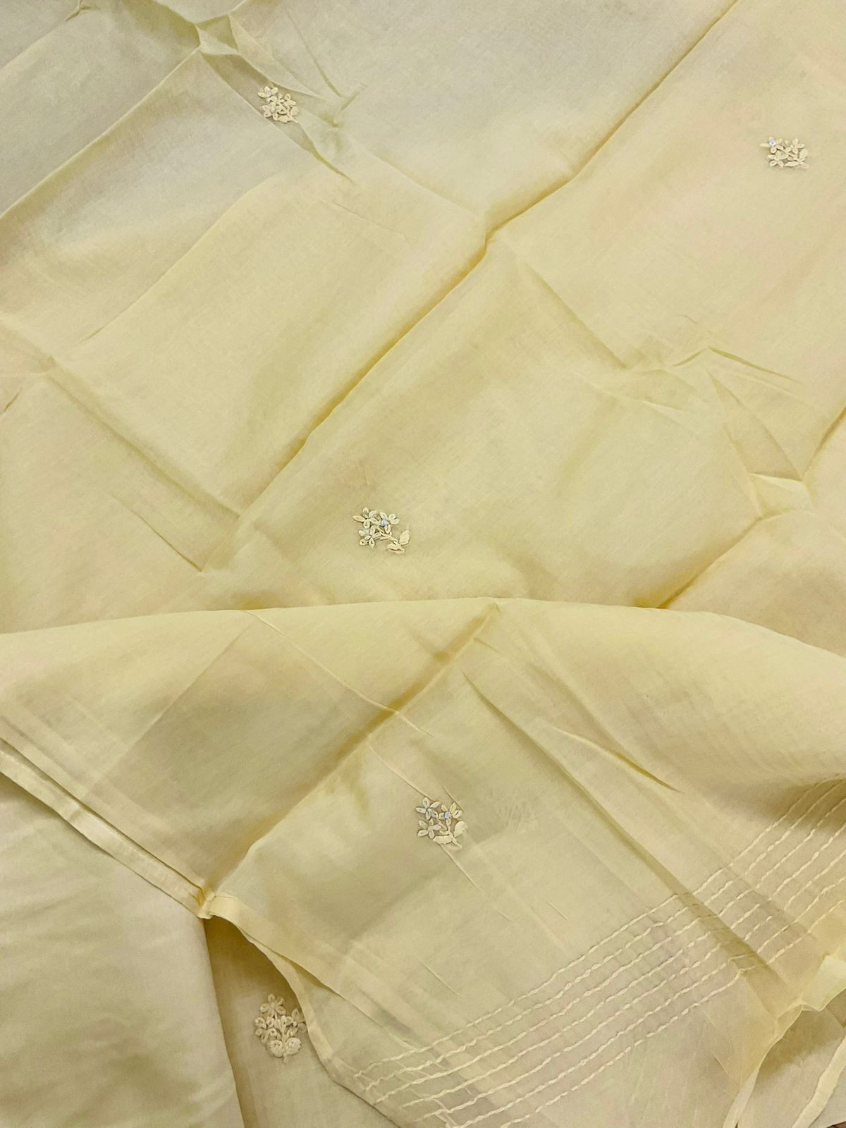 Soft Chanderi Embroidered Suit - Yellow