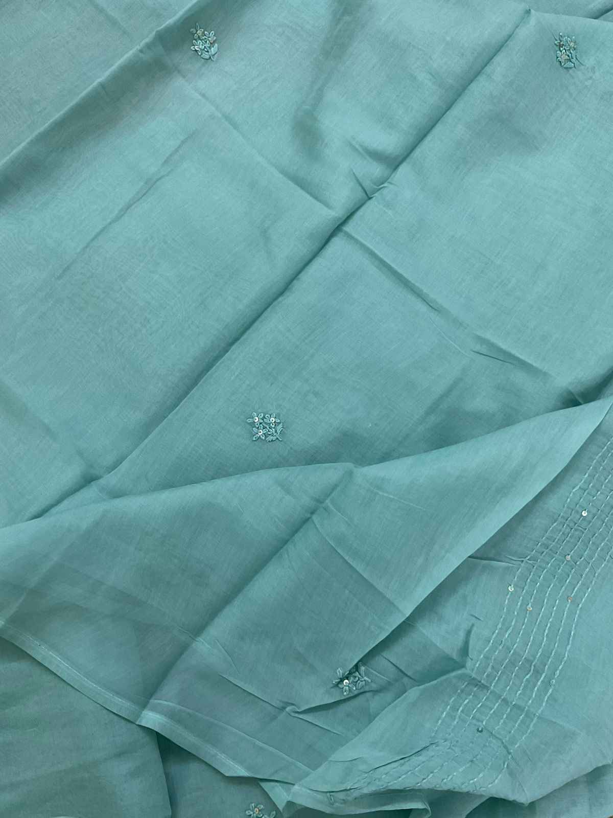 Soft Chanderi Embroidered Suit - Blue