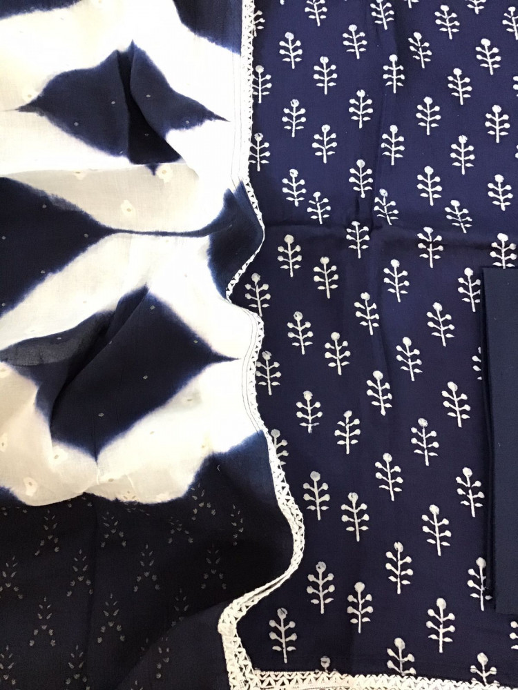 Image of Pure Modal Silk Printed Suit - Blue