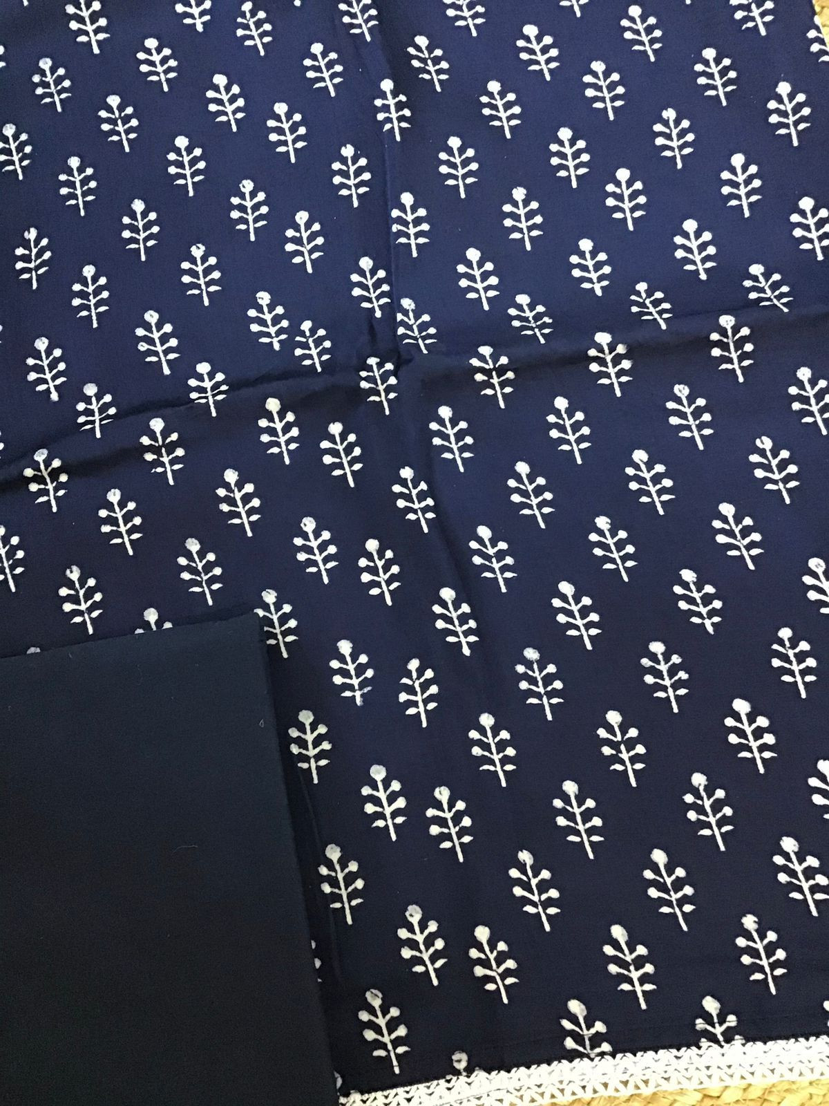 Pure Modal Silk Printed Suit - Blue