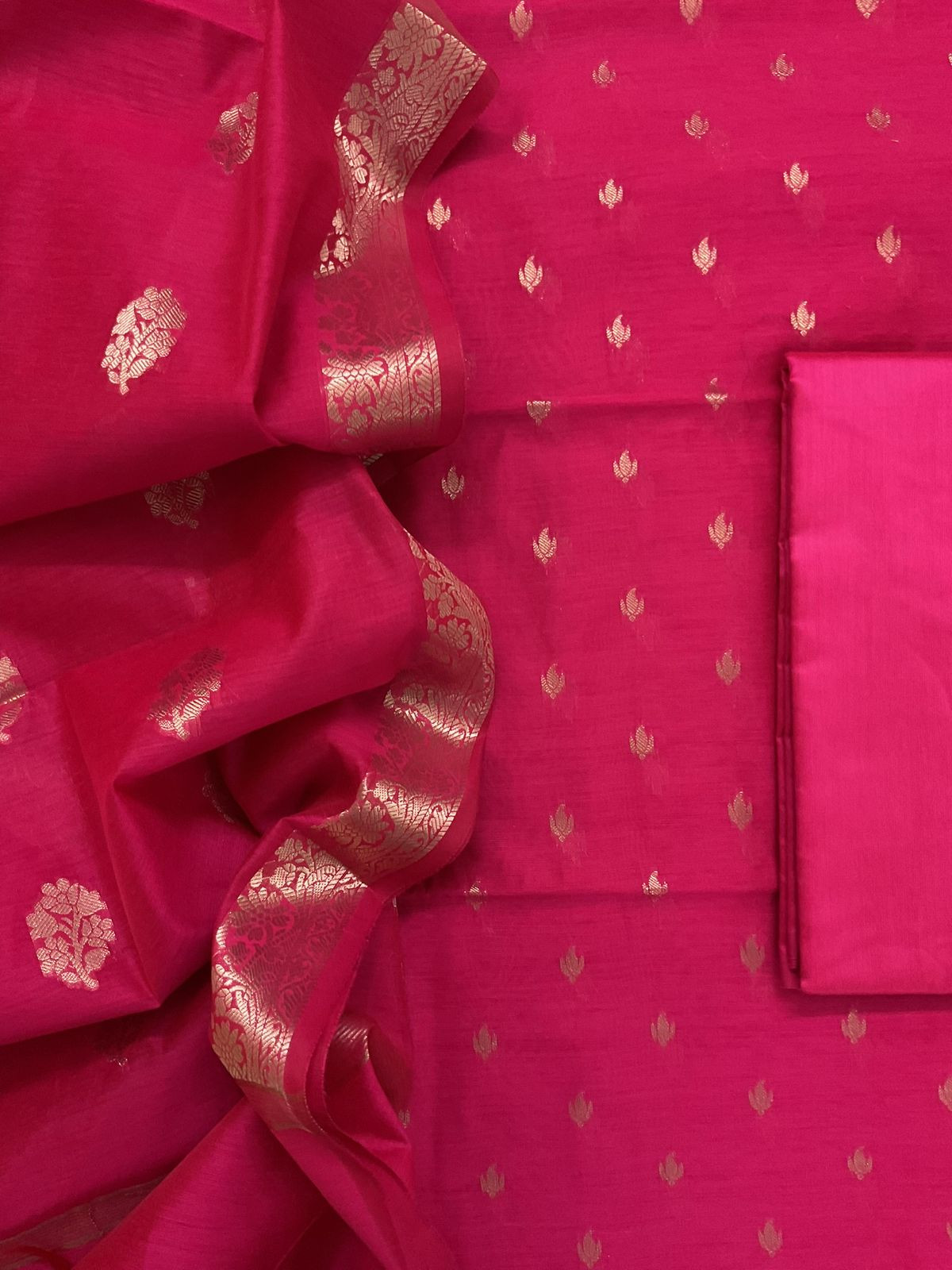 Soft Chanderi Banarasi Weaves Suit - Pink
