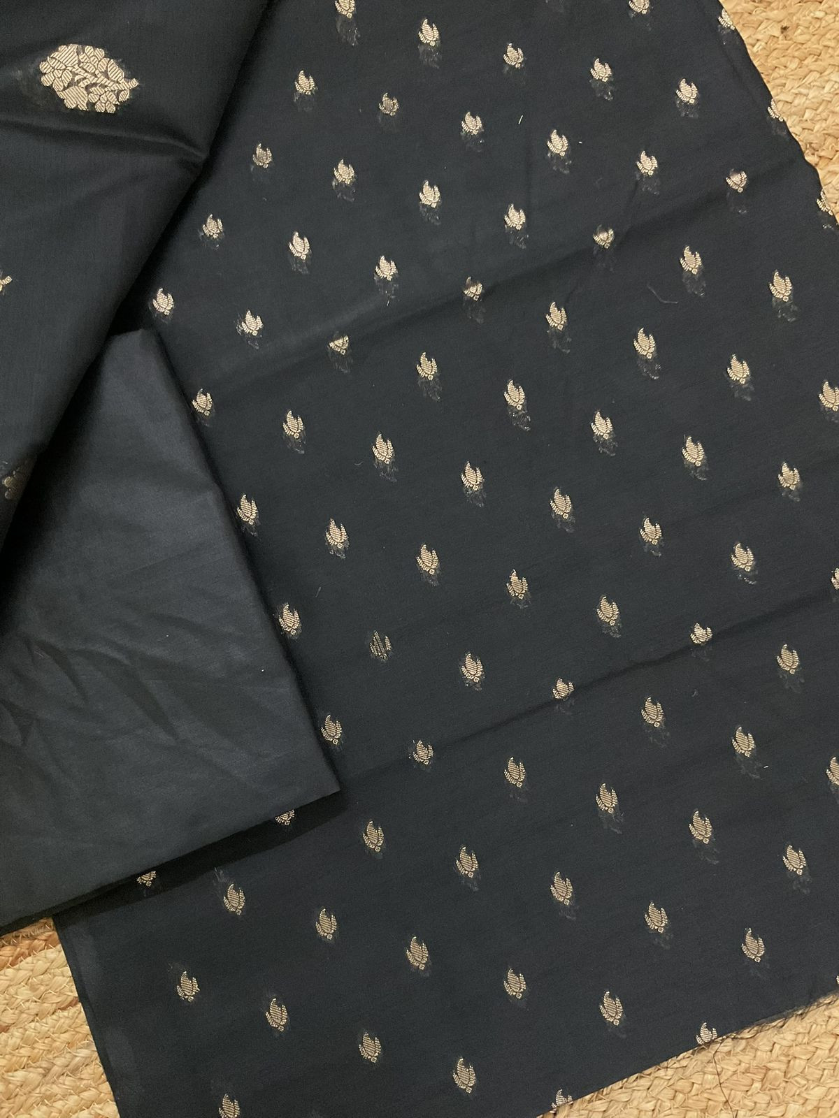 Soft Chanderi Banarasi Weaves Suit - Black