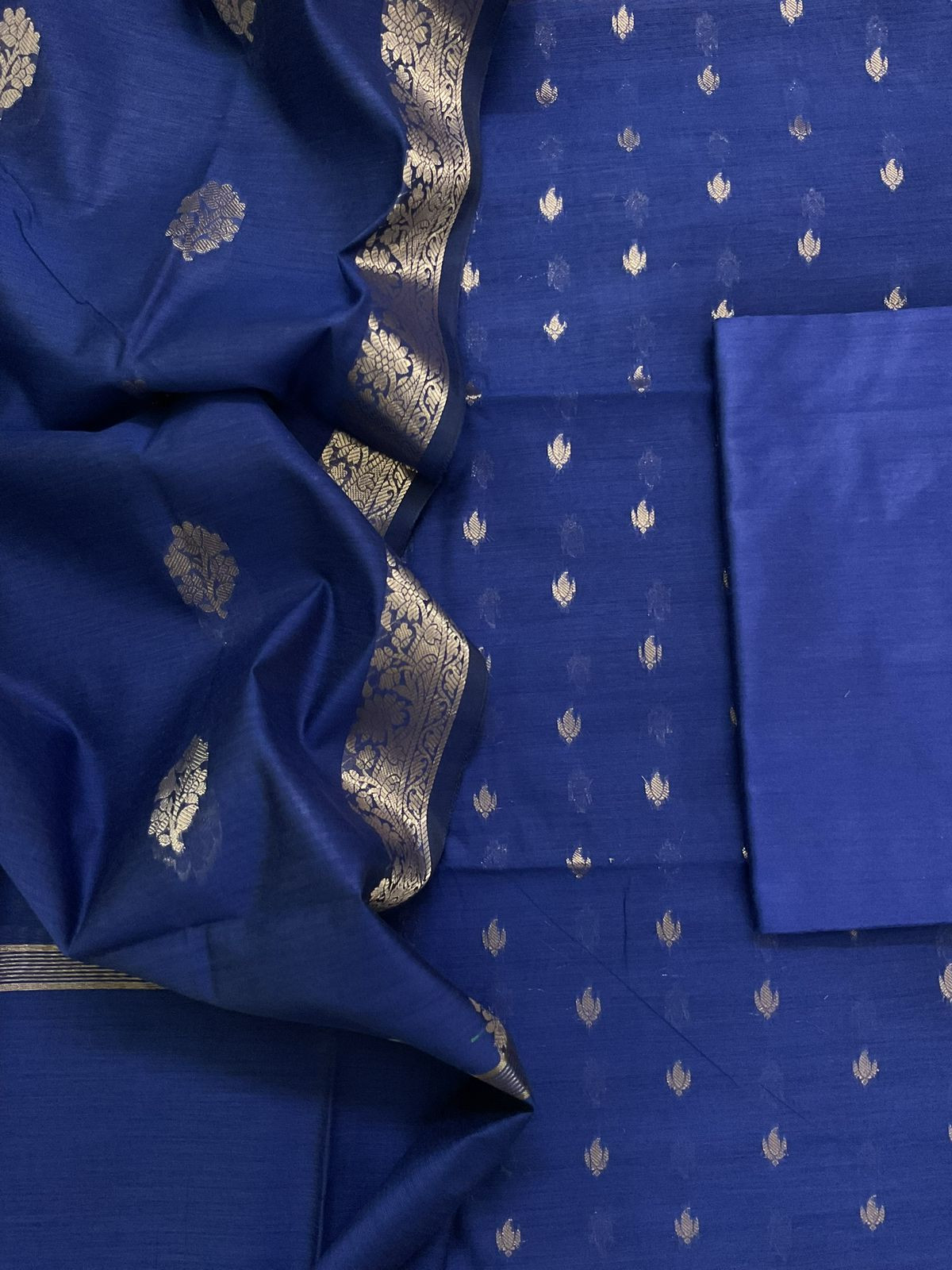 Soft Chanderi Banarasi Weaves Suit - Blue
