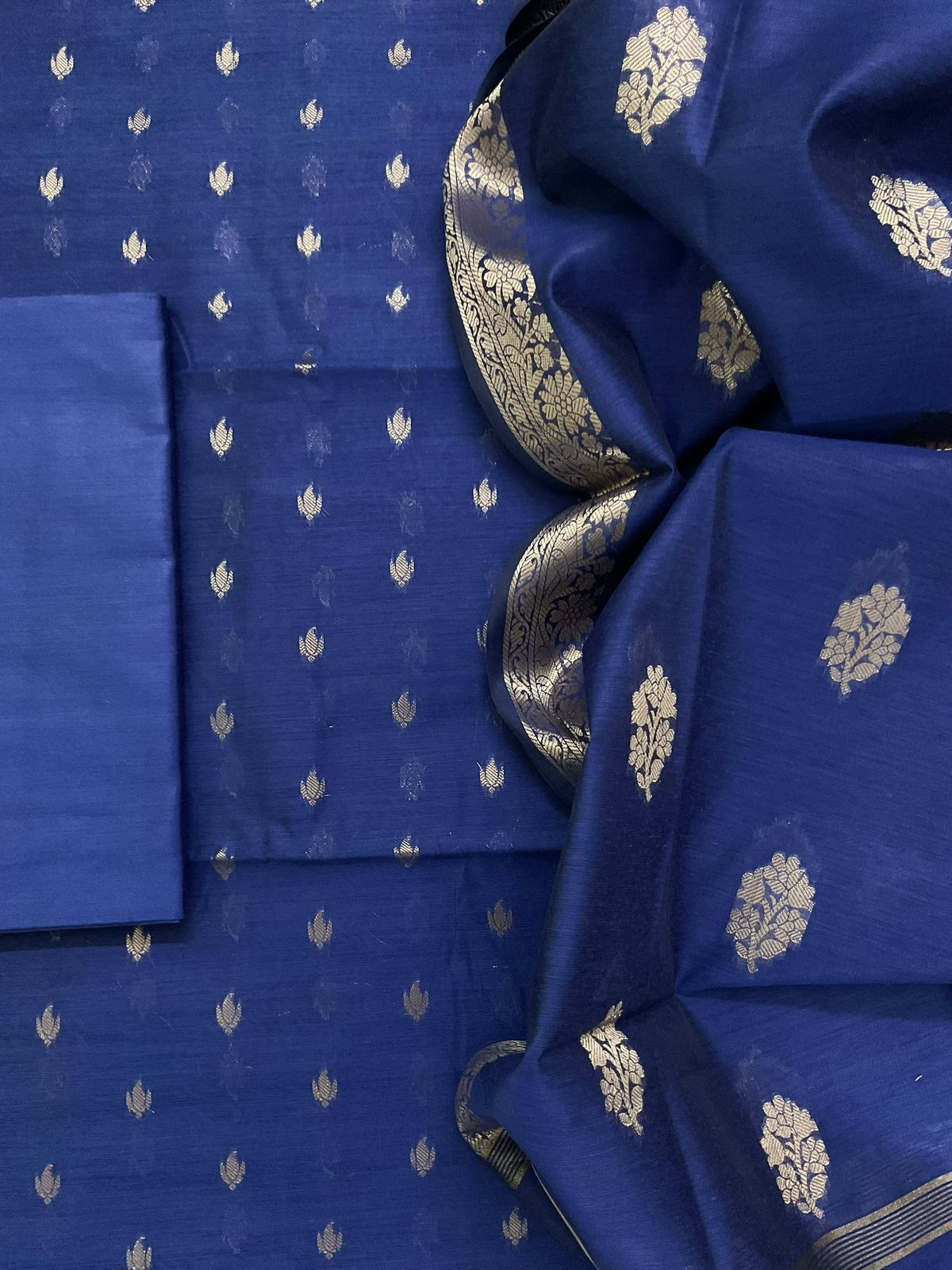 Soft Chanderi Banarasi Weaves Suit - Blue