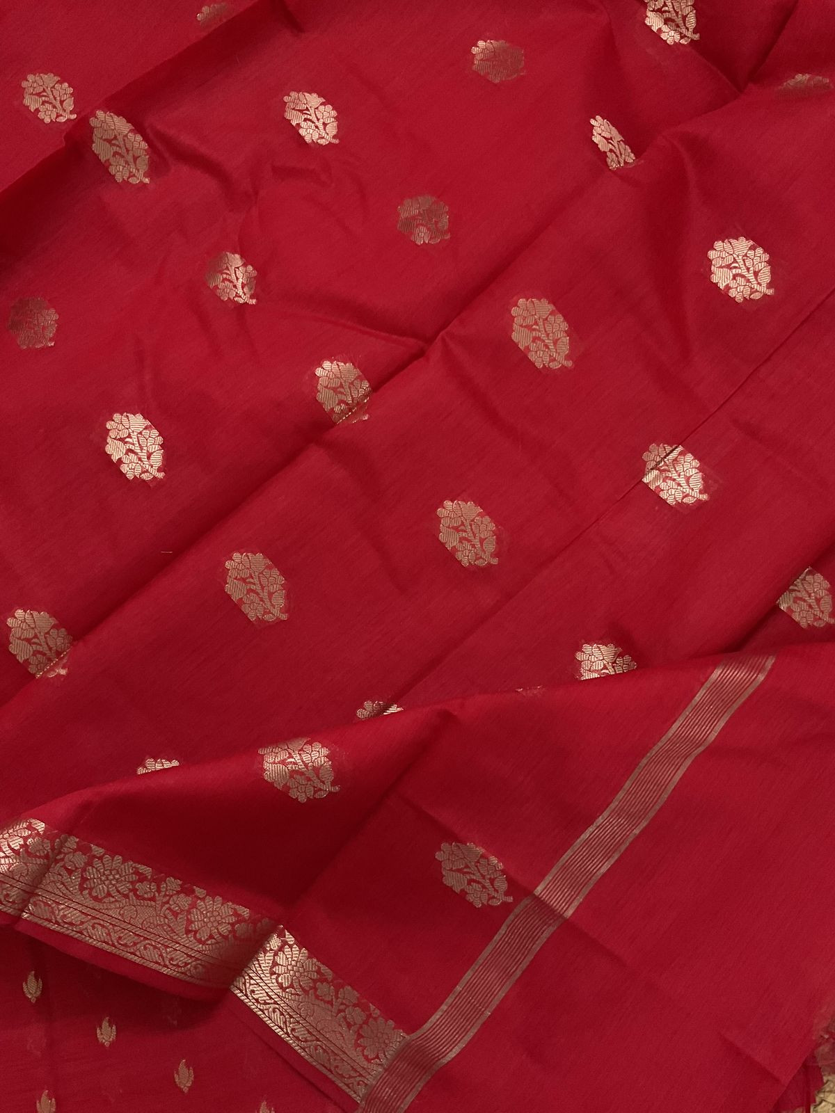 Soft Chanderi Banarasi Weaves Suit - Red