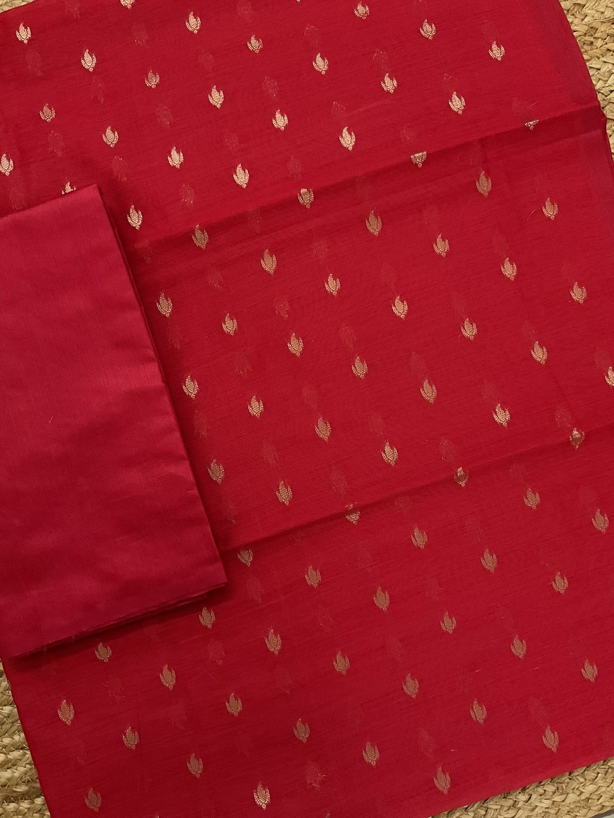 Soft Chanderi Banarasi Weaves Suit - Red
