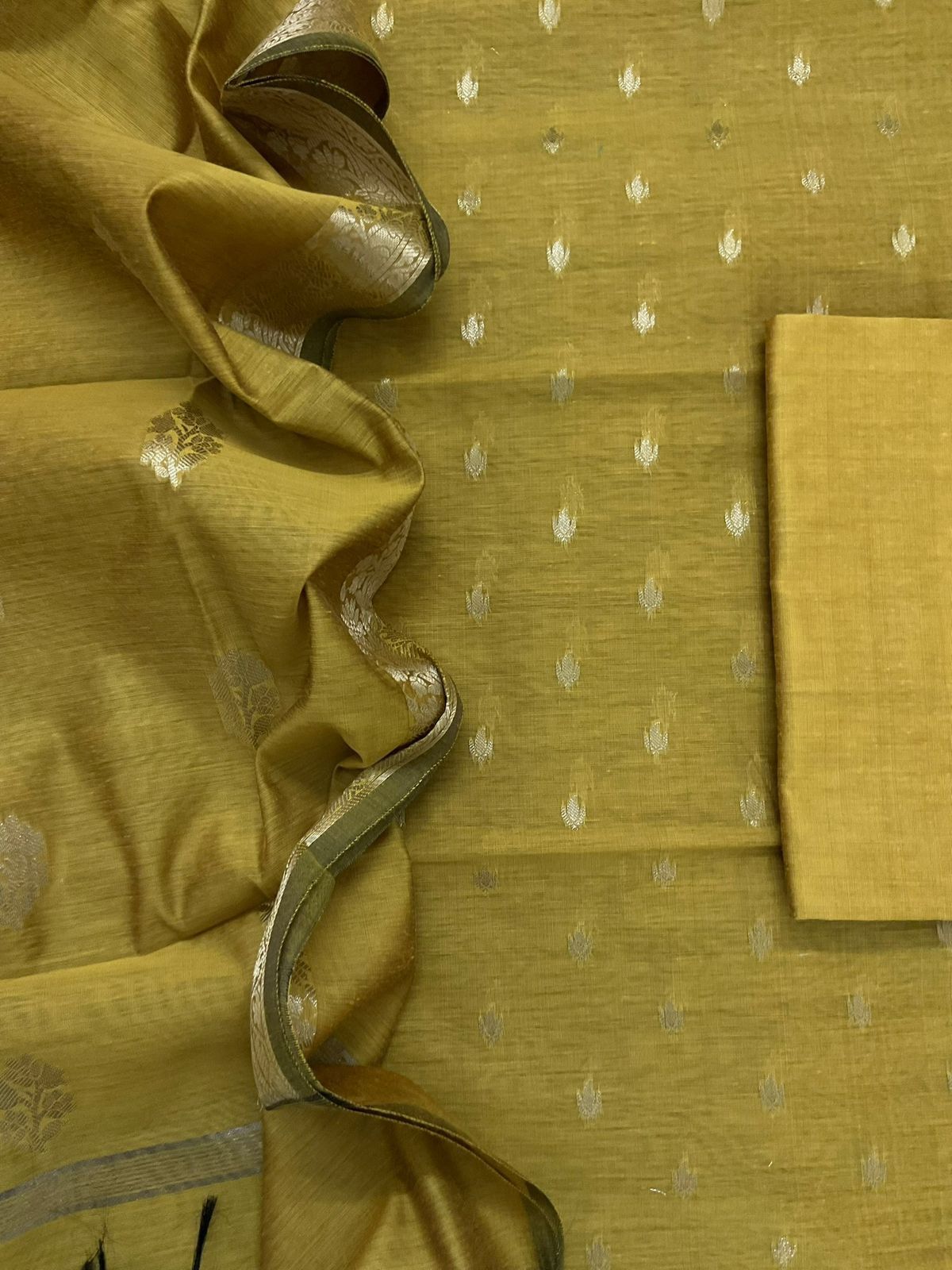 Soft Chanderi Banarasi Weaves Suit - Yellow