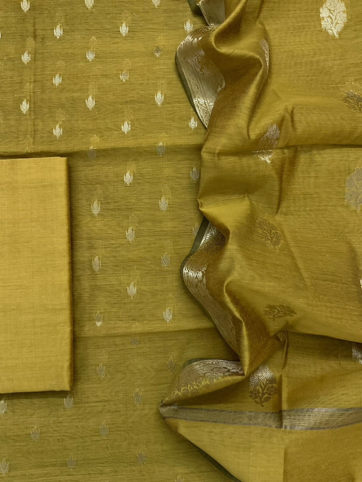 Soft Chanderi Banarasi Weaves Suit - Yellow