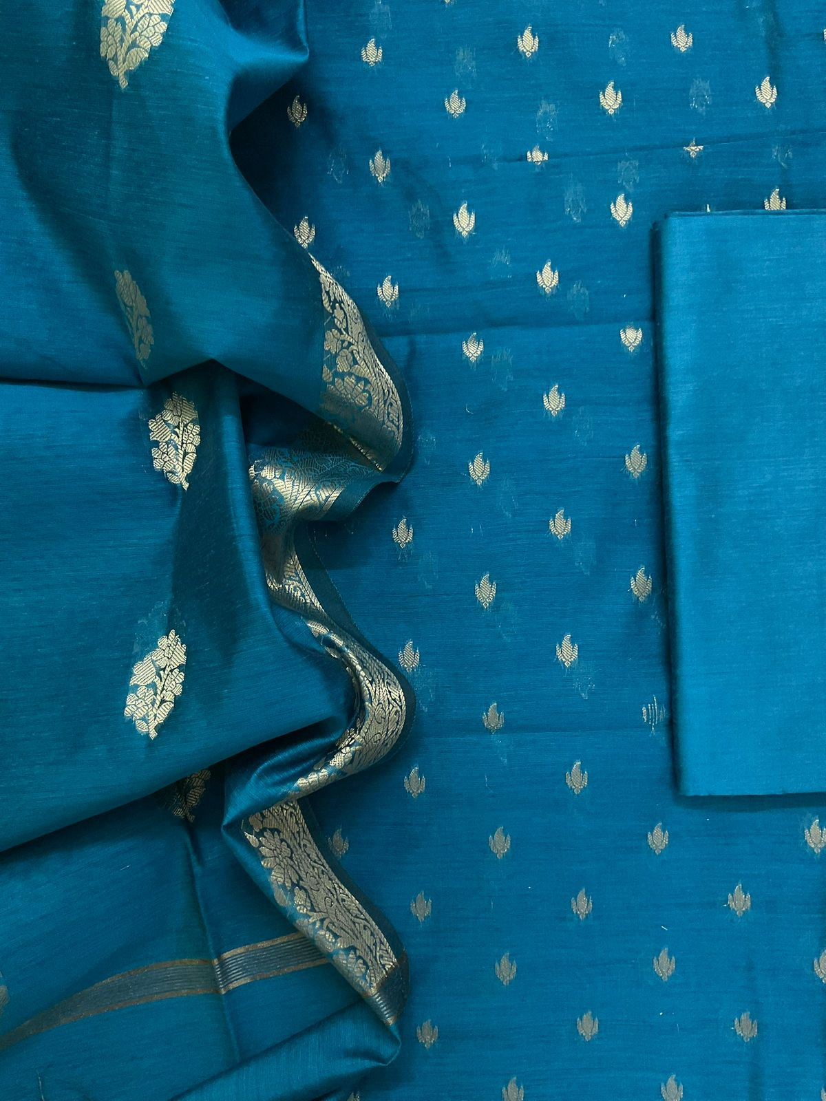 Soft Chanderi Banarasi Weaves Suit - Blue