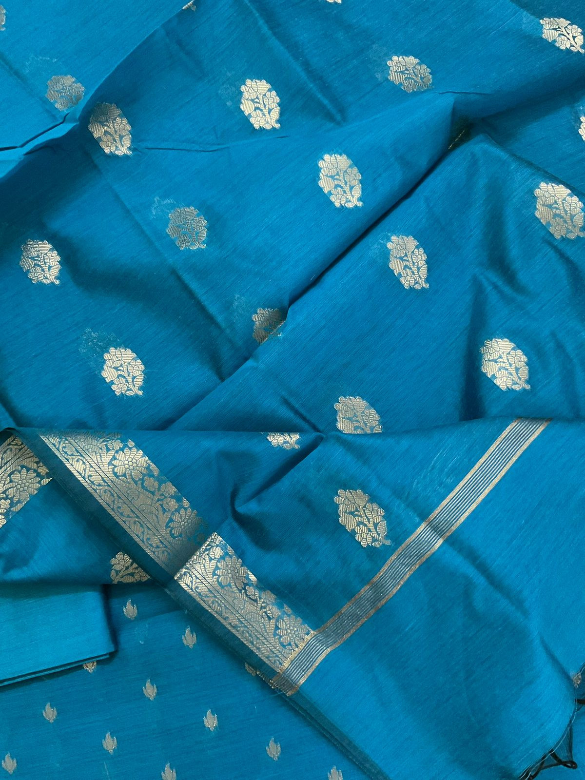 Soft Chanderi Banarasi Weaves Suit - Blue